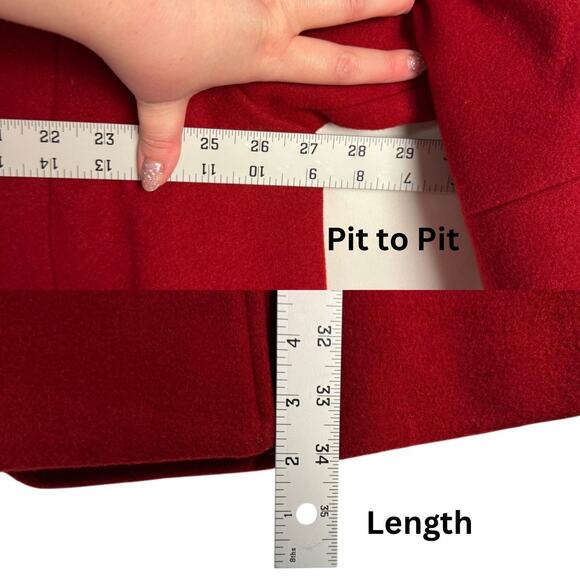 New Roaman's Red Classic Wool Blend Flare Out Pea Coat Sz 2X 26/28 Formal Preppy - Picture 7 of 11